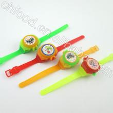 Funny Watch Shape Launcher Toy Candy /Flying Saucer Watch Toy Candy
