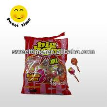 Bubble/chewing gum lollipop with whistle stick