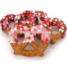 Heart Sprinkled Chocolate Dipped Pretzel Twists