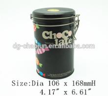 By 0.23mm tinplate ordinary round dry chocolate bar tin box