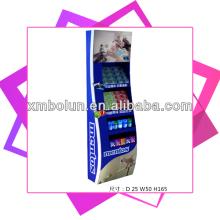 New design advertising 4 tiers supermarket cardboard display shelf for chewing gum