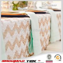 champagne and white chevron sequin table cloth for wedding