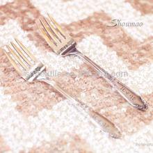 champagne and white chevron sequin table linen for wedding