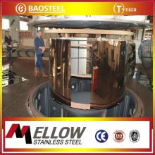 Mellow Foshan Manufacturers Mirror Finish Champagne Gold Ti-coating Colored Stainless Steel Sheet /