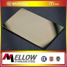 Mellow Champagne Gold Mirror Stainless Steel Sheet Color Coating Foshan Manufacturer