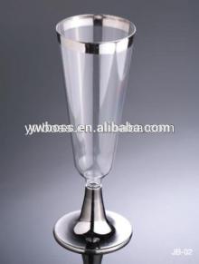 Biodegradable safety convenient eco-friendly clear&silver-coated&edge-coated plastic champagne glass