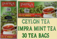 CEYLON TEA - 30 X MINT TEA BAGS - IMPRA PURE BLACK MINT TEA - STRONG FLAVOURED