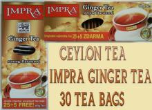 CEYLON TEA - 30 X GINGER TEA BAGS- IMPRA PURE BLACK GINGER TEA - STRONG FLAVOURED