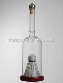 Mouth blown 750ml glass wine bottle