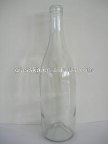 75cl clear& flint burgunday glass wine bottle with cork finish