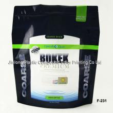 plastic seasalt special shape bag with zipper and bottom gusset