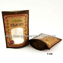  kraft   paper  food  bag  with clear  window  and bottom gusset