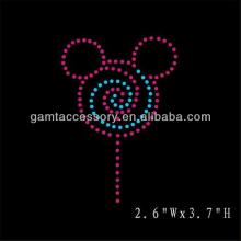 Lollipop minnie iron on rhinestone transfer design for T-shirt