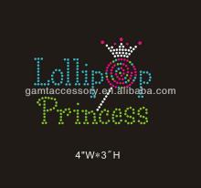 Hotfix Lollipop princess iron on rhinestone transfer for T-shirt