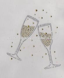 champagne glass rhinestone iron on transfer for t shirt
