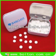 OEM small hinged mint tin with sugar free tablet mint