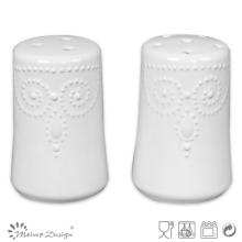 white ceramic salt and pepper