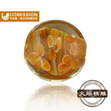 DIY lampwork glass  beads  saffron yellow color Europe Style small hole oval glass  beads  for bracelet