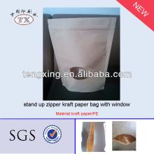 stand up  bag  zipper  kraft   paper  with  window 