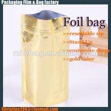 food stand up aluminum foil tea bag with zipper