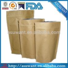 Stand up resealable zipper  kraft   paper   bag  for  food 