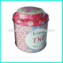 Hot sale!! round tea tin box with custom logo/design,beautiful metal tea tin box