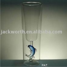 Double Wall Glass Dolphin Champagne Flute