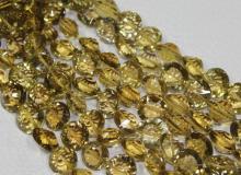 8 Inches - 9-13mm - Natural Champagne  Quartz  Concave Laser Cut Beads Strand - J-E000995