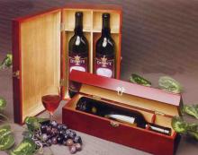 Vintage red 2-bottle wine box wood
