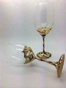 New Design wedding champagne glass/Dragon and Phoenix Two piece suit