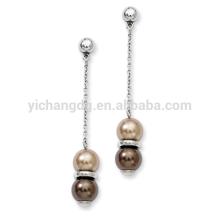 Brown & Champagne Beads  Post  Dangle Earrings