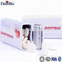 0.6g fruits series coating xylitol pastilles candy packaged in tin box