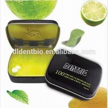 0.4g uncoated sugar free sour lemon mints packaged in tin box