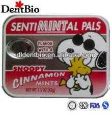 Cartoon tin can mints manufacturer sugar free xylitol mints candy