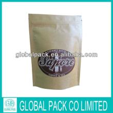 kraft paper coffee /tea bag with zipper/kraft paper stand up pouche