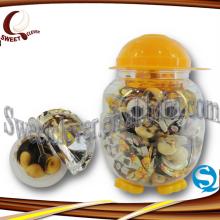 sweet cup with biscuit/milk/chocolate in funny jar
