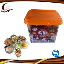 different flavors jar packing chocolate jam with bubble gum