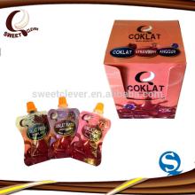different flavors fruit  chocolate   syrup  bag