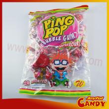 Super sour lollipop with bubble gum