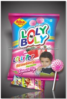 Ball shaped strawberry lollipop