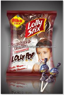 Chewy center chocolate lollipop