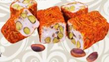 Turkish Delight  Cutting Fitil  with pistachio and milk flavor -oblong,uncut,saffron cover