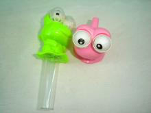 Toy frog blowing ball candy tube