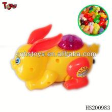 pull line rabbit can with candy tube flash toy
