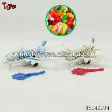 Free wheel shooting plane plastic candy containers toys