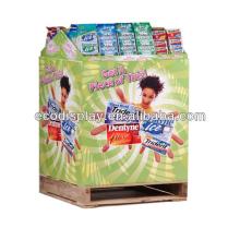Advertising Chewing Gum Corrugated Pallet Display with Wood Pallet