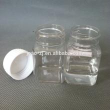 60ml transparent square empty PET chew gum bottle with twist cap
