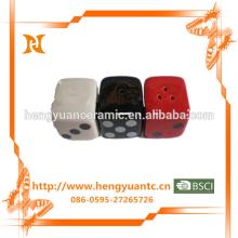 White, black & red dice Salt and Pepper Shaker set; salt and pepper and sugar set