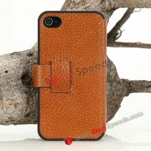 Opening Side Flip Genuine  Leather   Case  Cover for iPhone 4S/ iPhone 4(Saffron Yellow)