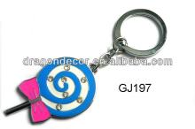 Fancy cute design beautiful lollipop with rhinestone alloy key chain
